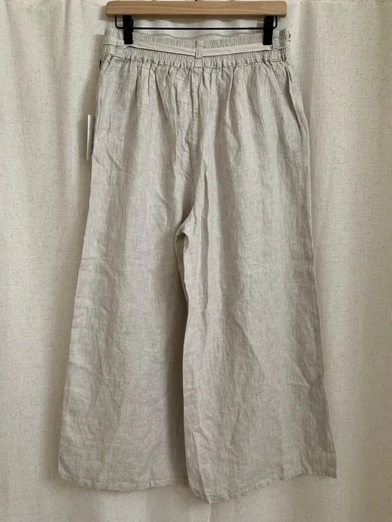 Halston 100% Linen New Wide Leg Flowy Pants Cream Ivory New Large - Picture 6 of 7